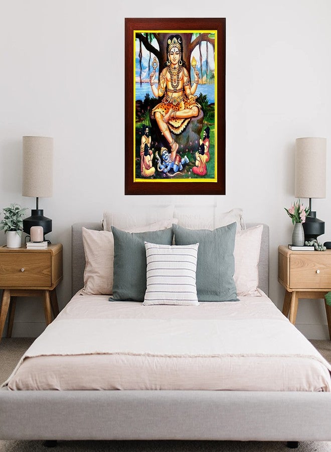 ZIG-ZAG zig zag God Dakshinamurthy/Dakshinamoorthy Large Photo With Frame For Wall Hanging/Pooja Room Size Big (18x26 inches, Acrylic Glass) Brown - Image 2